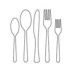 Cutlery, tableware, restaurant, knife, spoon, fork line icon.