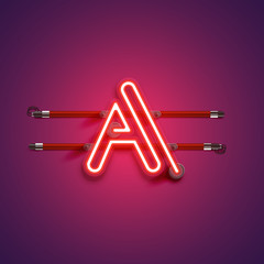 Purple/red high-detailed neon character, vector illustration