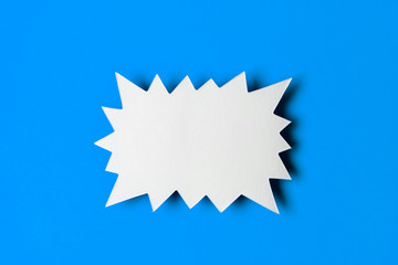 Blank promotional starburst sales banner on a bright blue background