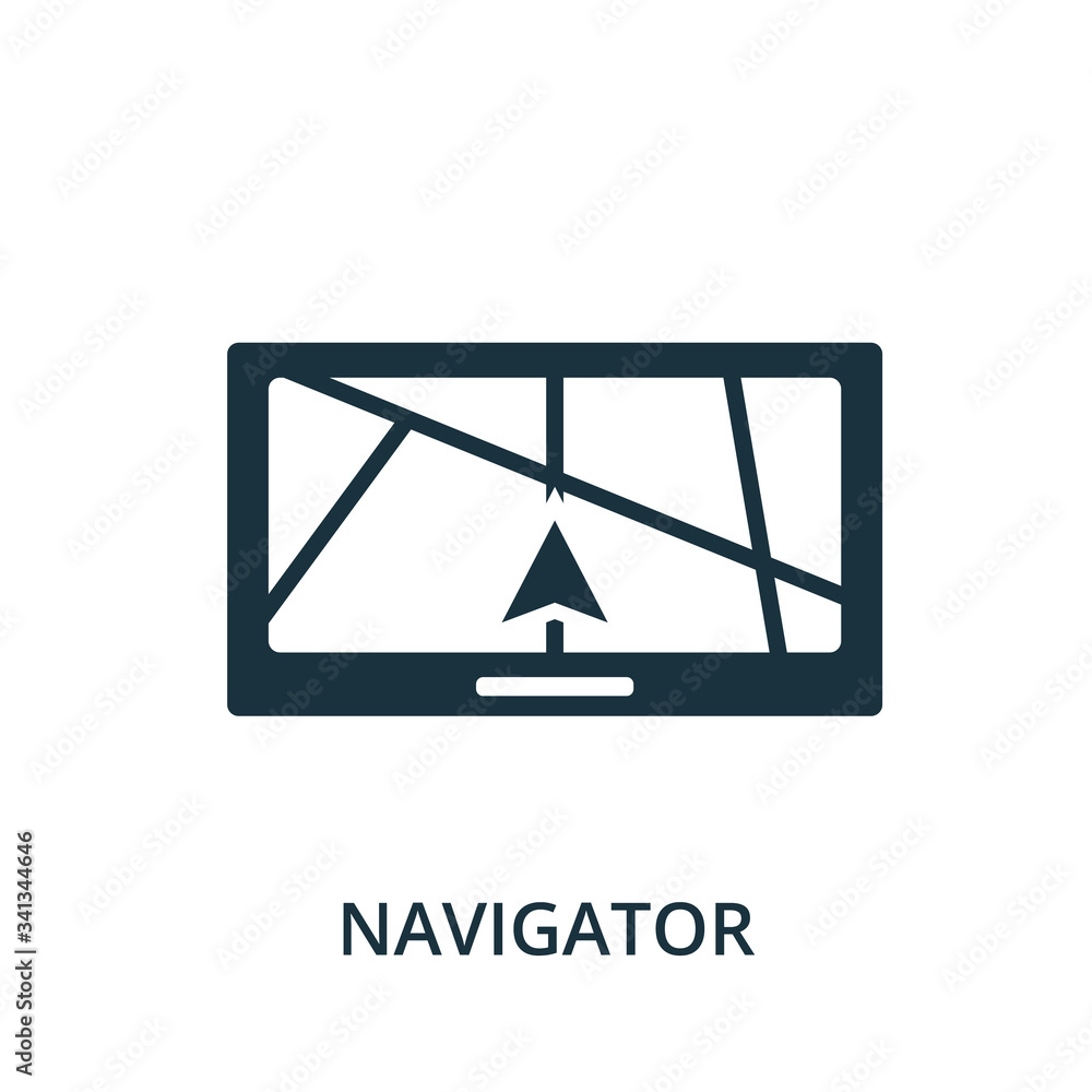 Aufkleber navigator icon. simple element from navigation collection. filled navigator icon for templates, info
