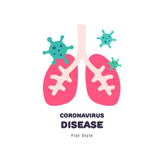 Coronavirus lungs disease illustration  flat style