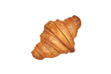 Croissant Fresh baked goods, top view. Close-up, isolate