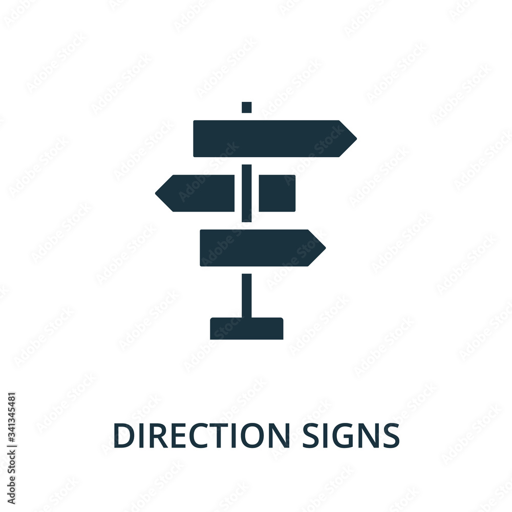 Poster direction signs icon. simple element from navigation collection. filled direction signs icon for tem