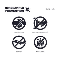 Coronavirus prevention concepts illustration solid style