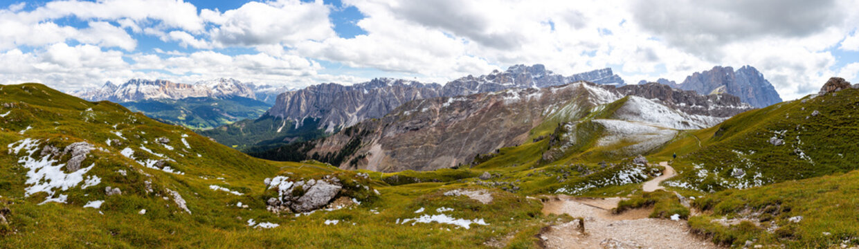 South Tyrol Alto Adige mountain range alpine panoramic landscape, Italy.