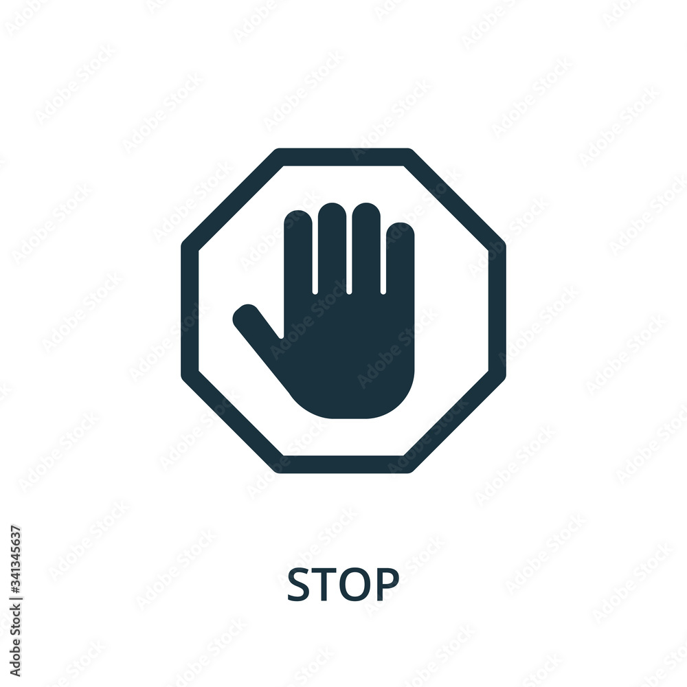 Poster stop icon. simple element from navigation collection. filled stop icon for templates, infographics a