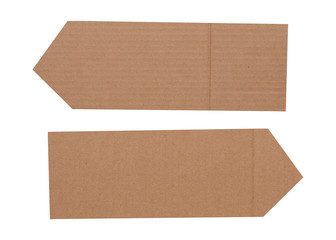 Corrugated cardboard with shape arrow isolated on white background. Object with clipping path