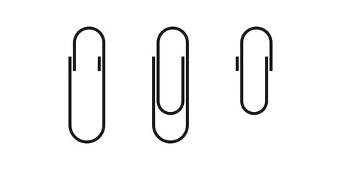 metal paper clip isolated on white background. Page holder, binder. Vector illustration.