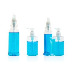 Spray bottle of alcohol spray and alcohol sanitizer isolated on white background. Object with clipping path