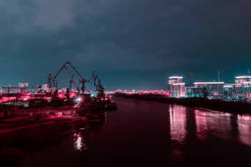 night view of the port of russia