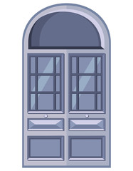 Double door in cartoon style. Beautiful element of architecture.
