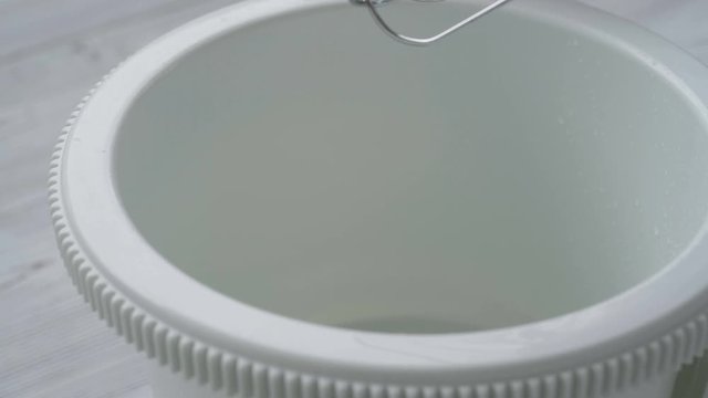 whipping egg white with a mixer