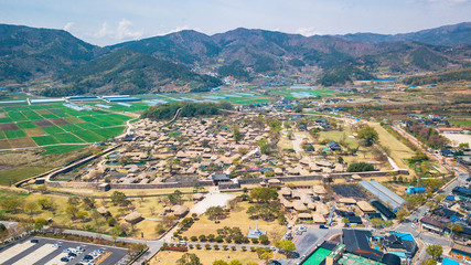 Naklejka premium Aerial View of Suncheonman Bay National Garden located in Suncheon city,Jeonnam-do of South Korea.