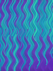 Line art digital pattern. Colored wave bend vertical lines background 3d render