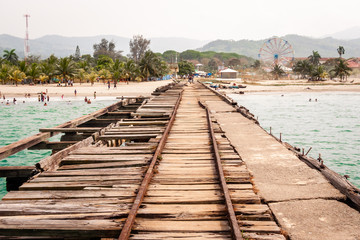 Old railway track over the sea