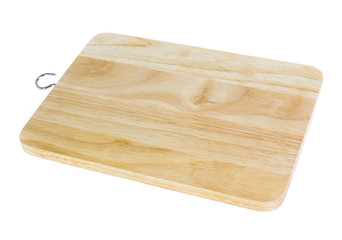 Wooden chopping block isolated with white background
