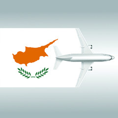 Plane and flag of Cyprus. Travel concept for design