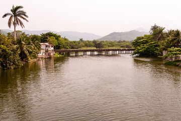 Bridges over tropical river