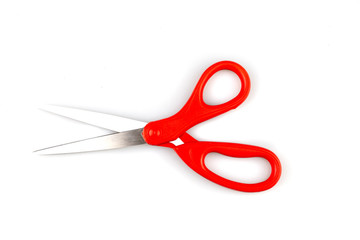 Red scissors isolated on a white background