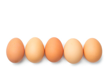 a lot of chicken eggs on a white background