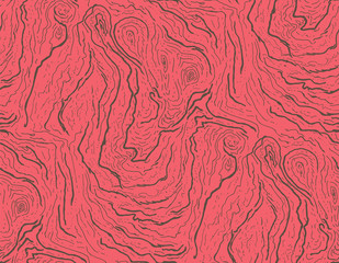 Seamless background pattern with convoluted wood grain and growth lines. Detailed, rich texture. 