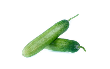 Cucumber and slices isolated over white background