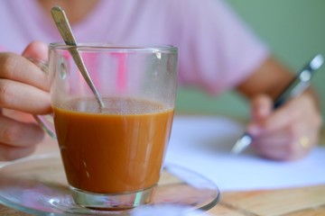 woman drinking juice