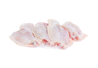 Raw chicken  on cutting board on white background