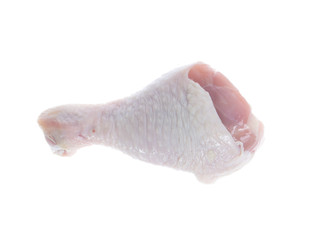 Raw chicken  on cutting board on white background