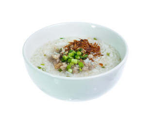 Boiled rice pork  isolated on white