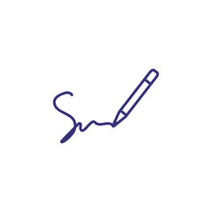 Signature line icon. Calligraphy, ink, pen. Business and documents concept. Can be used for topics like dealing, signing contract, paperwork