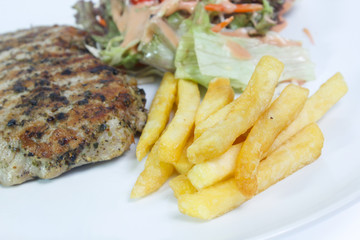 Grilled Beef Steak Isolated. Clipping path