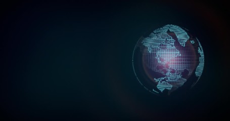 Backgrounds motion of futuristic globe global spinning rotate with text copy space. World transform change after coronavirus pandemic with digital technology innovation disruption internet connection - Powered by Adobe