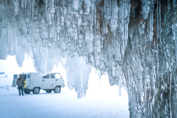 Ice cave on the BAIKAL lake, Siberia, Russia
