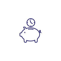 Save time line icon. Piggy bank, mumps, clock, saving. Finance management concept. Can be used for topics like money, deposit, banking