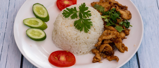 Thai Rice with Fried Pork and Vegetables 