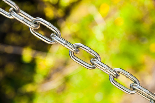 metal chain close up. the picture illustrates the inextricable link