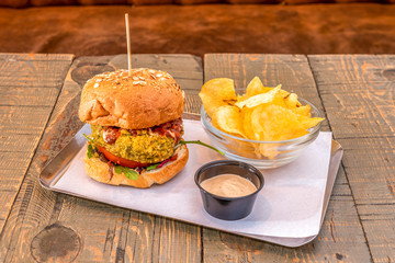 Delicious burger with quality ingredients