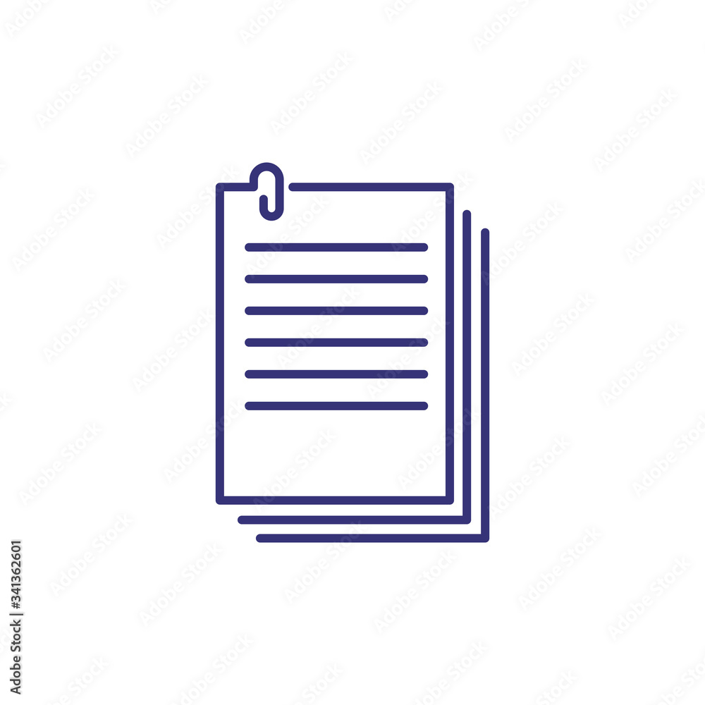 Poster files line icon. stack of papers with clip. paperwork concept. can be used for topics like attached 