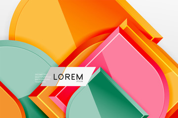 Glossy glass squares with round elements geometric composition. Abstract geometric background with 3d effect composition For Wallpaper, Banner, Background, Card, Book Illustration, landing page