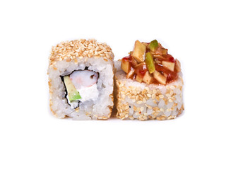 Sushi rolls isolated on white