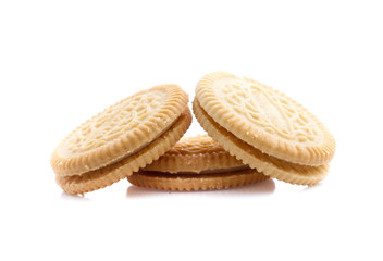 cookies with cream filling isolated on white background
