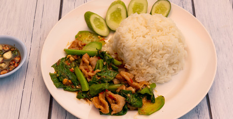 Thai Rice with Fried Pork and Vegetables 