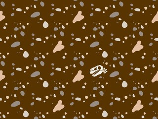 Bright colors of seamless pattern with  underground and  fossils.