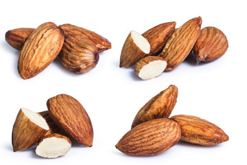 almonds isolated on white background