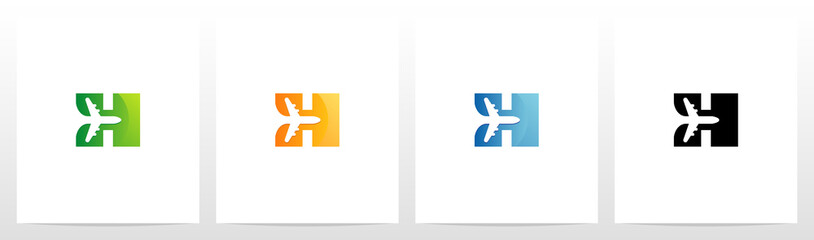 Aeroplane On Letter Logo Design H