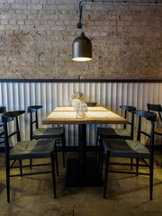 table and chairs in a restaurant
