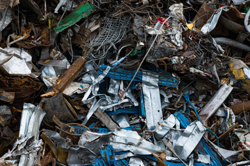 Close up on Scrap metal for recycling, background texture