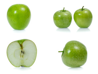 Green apple collection isolated on white background (set)