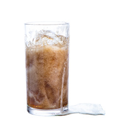 clipping path cola in glass isolated on white background